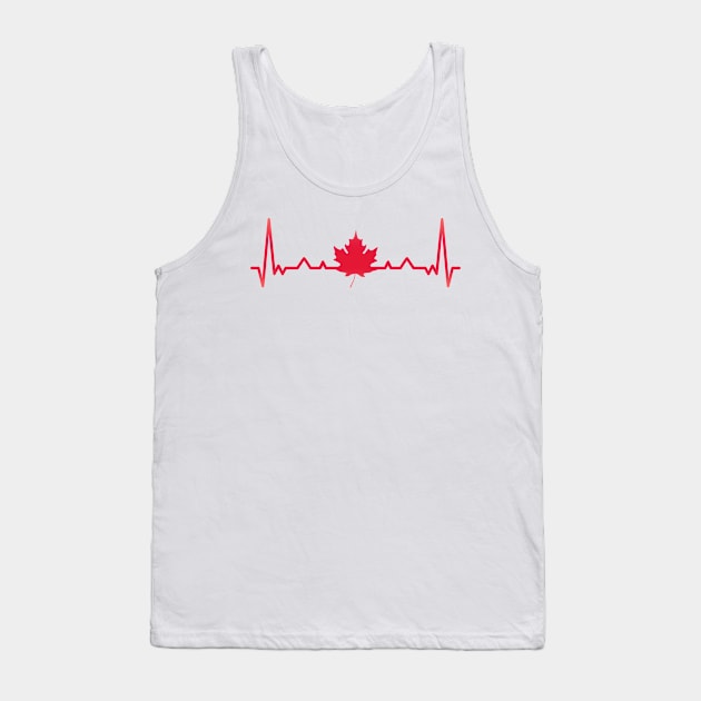 Maple Leaf Heartbeat Canada Canadian Xmas Gift Tank Top by qwertydesigns